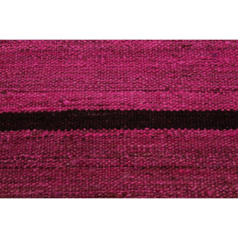 Eclectic Turkish Kilim Brandon Pink Purple Hand-Woven Wool Rug - 4'11'' x 6'8''