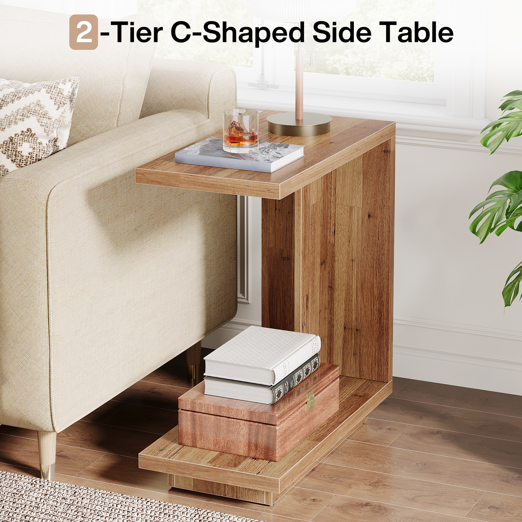 C-Shaped-Side-Table,-2-tier-