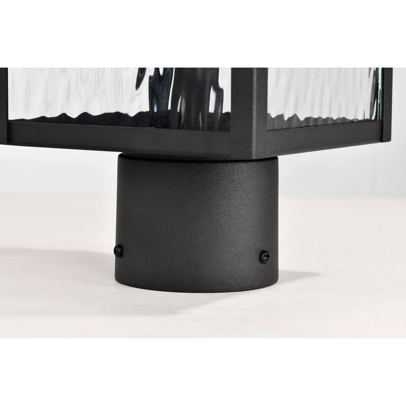 Austen Outdoor Post Light Pole Lantern 1 Light Matte Black Clear Water Glass