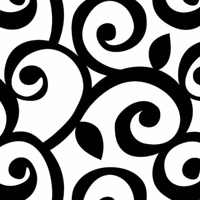 Curling Leaf Liverpool Black and White Vinyl 32.7-foot x 20.5-inch Classic Scroll Wallpaper - Black
