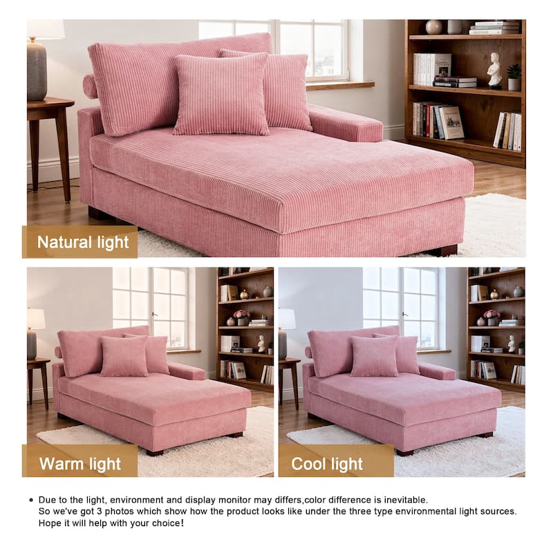 Corduroy Chaise Lounge Chair Upholstered Indoor Lounger Sofa