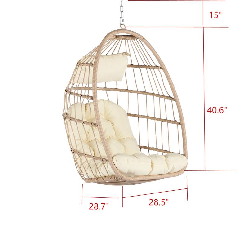 GDFStudio - Penelope Outdoor Rattan Egg Swing Chair for Relaxed and Stylish Garden Lounging