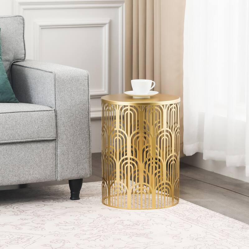 Adeco Set of 2 Round Metal Nesting Side End Tables Set - set of 2