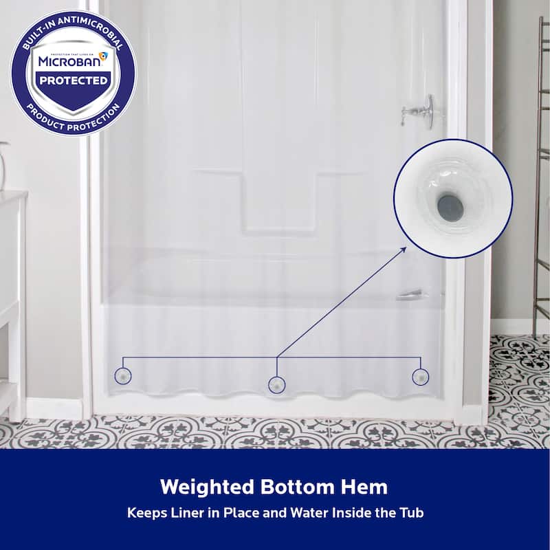 Kenney Microban Protected Heavyweight PEVA Shower Liner, 70" W x 72" H