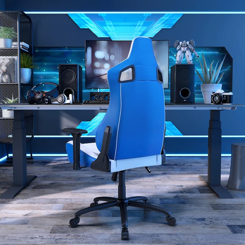 Olive White Vegan Leather Reclining Gaming Chair by Furniture of America