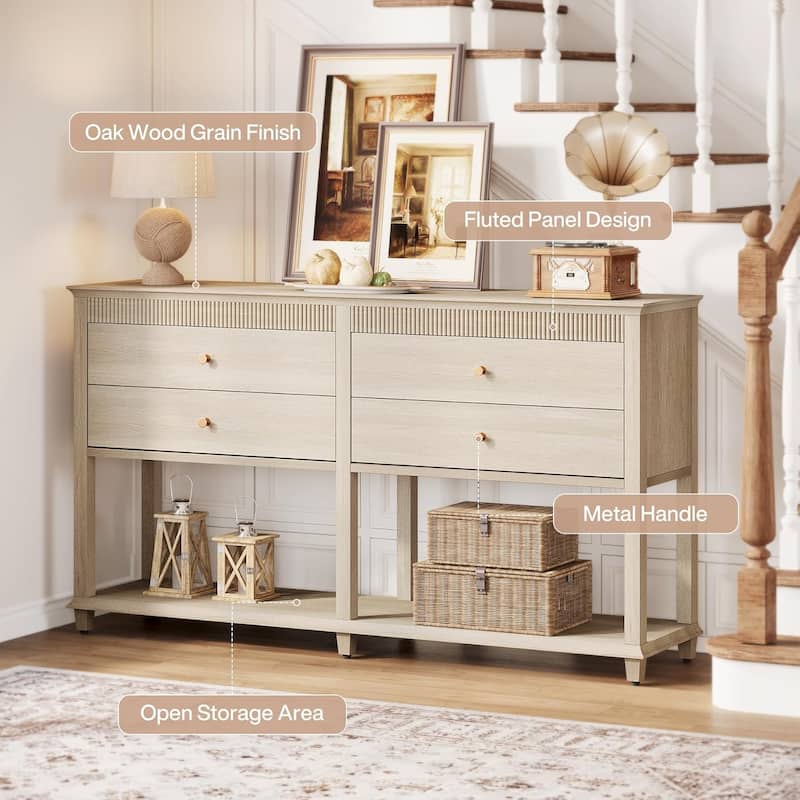 63 Inch Modern Console Entryway Sofa Table Behind Couch with Drawers - 15.75"W x 41.34"L x 31.5"H