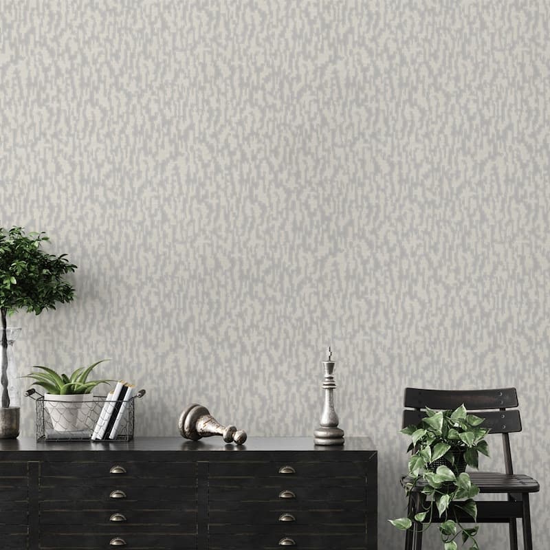 Abstract Metallic Accents Glam Solid Color Wallpaper - Silver