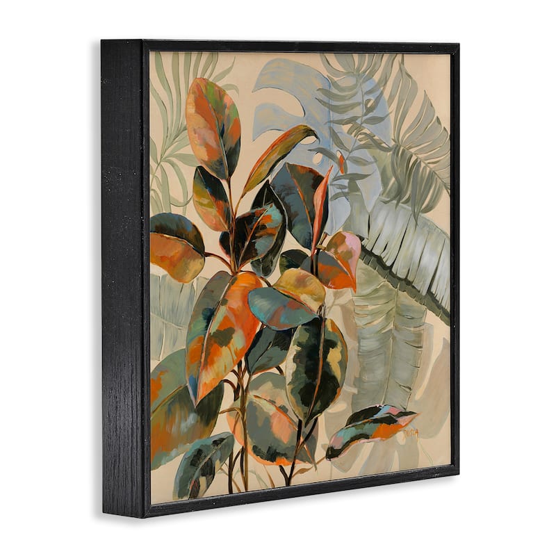 Stupell Tropical Foliage Warmth Framed Giclee Art Design By Dusza