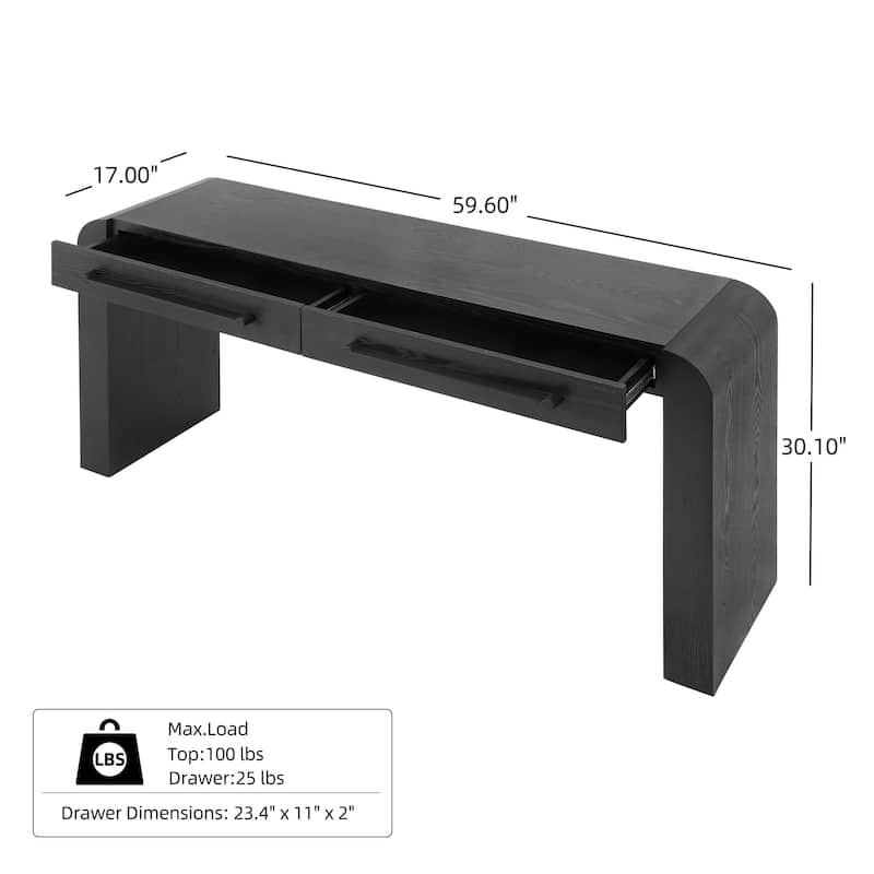 Christopher Knight Home - Astra Modern Ash Veneer Console Table with 2 Drawers and Metal Handles