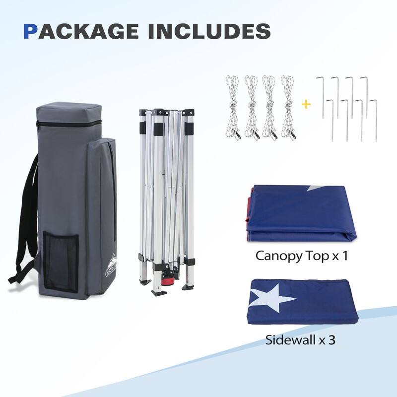 EAGLE PEAK Day Tripper 8x8 Aluminum Super-Lightweight Slant Leg Pop Up Canopy with 3 Removable Walls, Blue