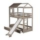 preview thumbnail 15 of 16, House-Shaped Twin Over Twin Bunk Bed with Slide, Storage Drawers, and Full-Length Guardrails