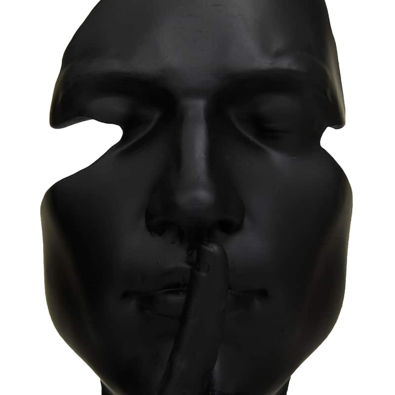 Polystone Face Sculpture - Set of 3 Black - Roche River Decor - 7"W x 7"L x 12"H