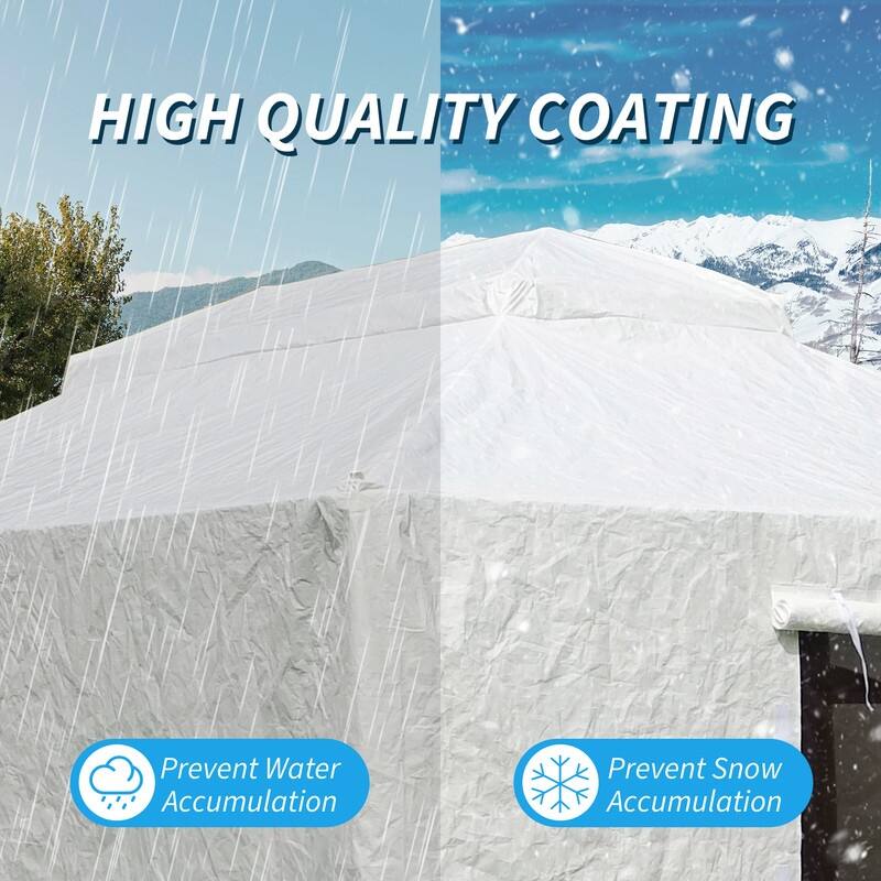 Domi 8' x 8' Universal Winter Gazebo Cover, All Season Waterproof Enclosed Cover with Sidewalls & Ventilated Mesh Windows, White