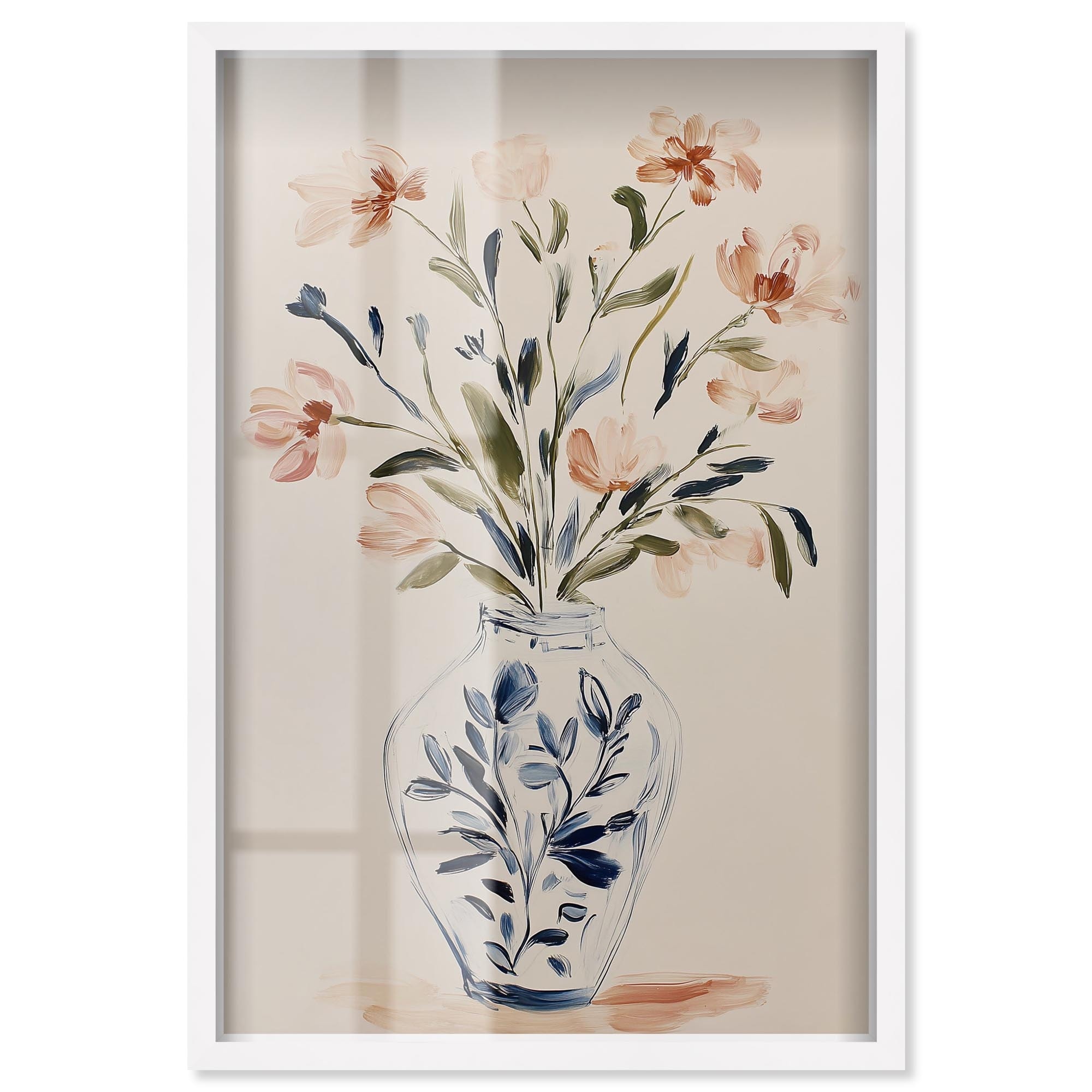 Vase with Blooming Flowers Floral Decor Shadowbox Print by Art Remedy