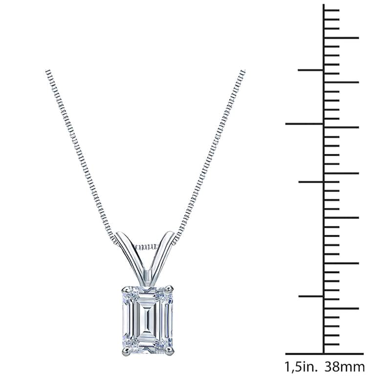 Auriya 1.00ctw Emerald Cut Solitaire Diamond Necklace 14k Gold 4-Prong (H-I, SI1-SI2)