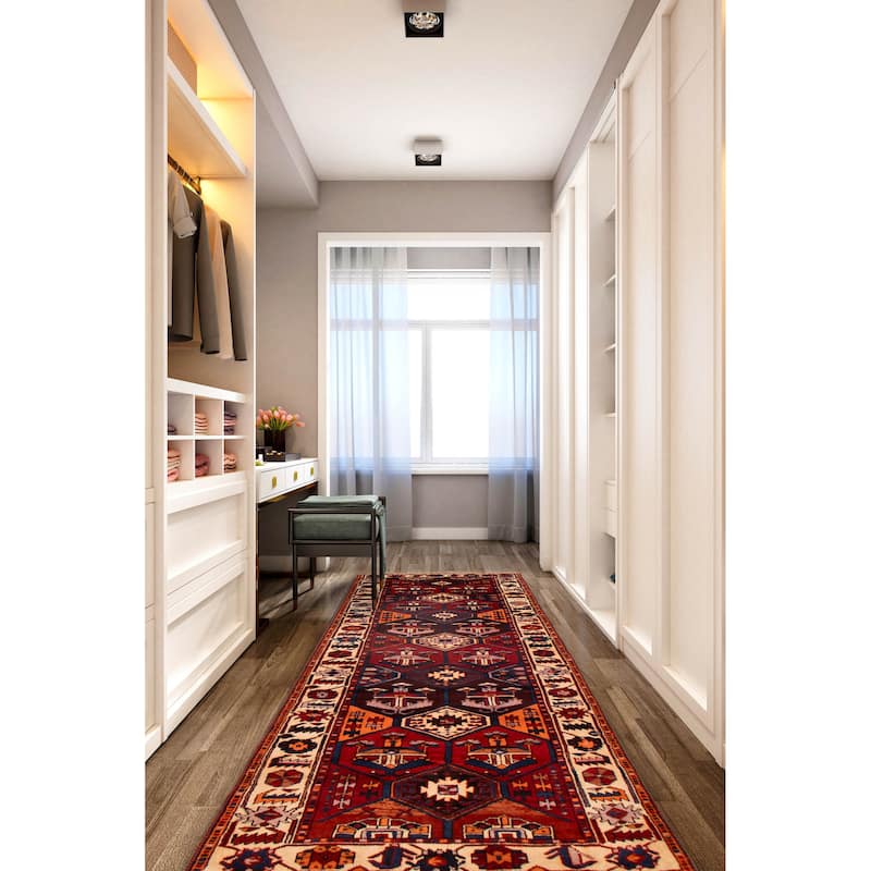 ECARPETGALLERY Hand-knotted Melis Vintage Dark Red Wool Rug - 5'3 x 13'2