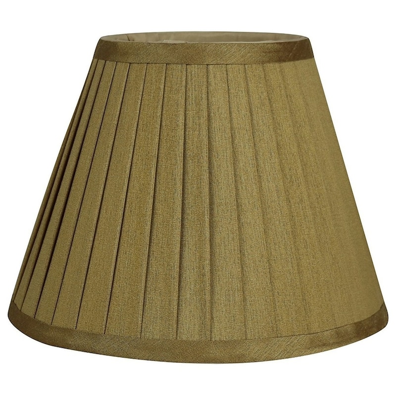 Faux Silk Side Pleat Lamp Shade, 5 inch Top, 9 inch Bottom, 7 inch Slant - Gold