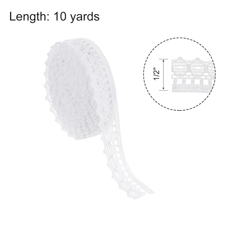 Lace Trim, 10 Yards 1/2 Inch Vintage Lace Ribbons for Wedding Headband
