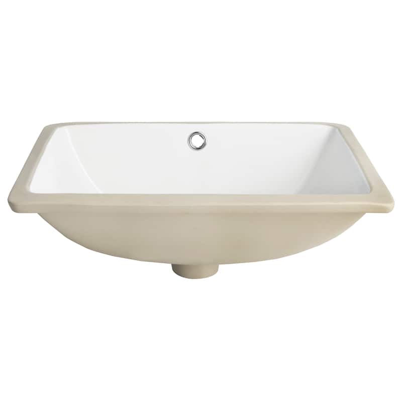 SAFAVIEH Solea Edwina Porcelain Ceramic Vitreous Rectangular 18.5 Inch White Undermount Bathroom Sink - 18.5" x 13.8" x 8.3"