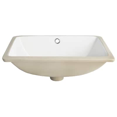 SAFAVIEH Solea Seaton Porcelain Ceramic Vitreous Rectangular 19-inch White Undermount Bathroom Sink - 18.5" x 13.8" x 8.3"