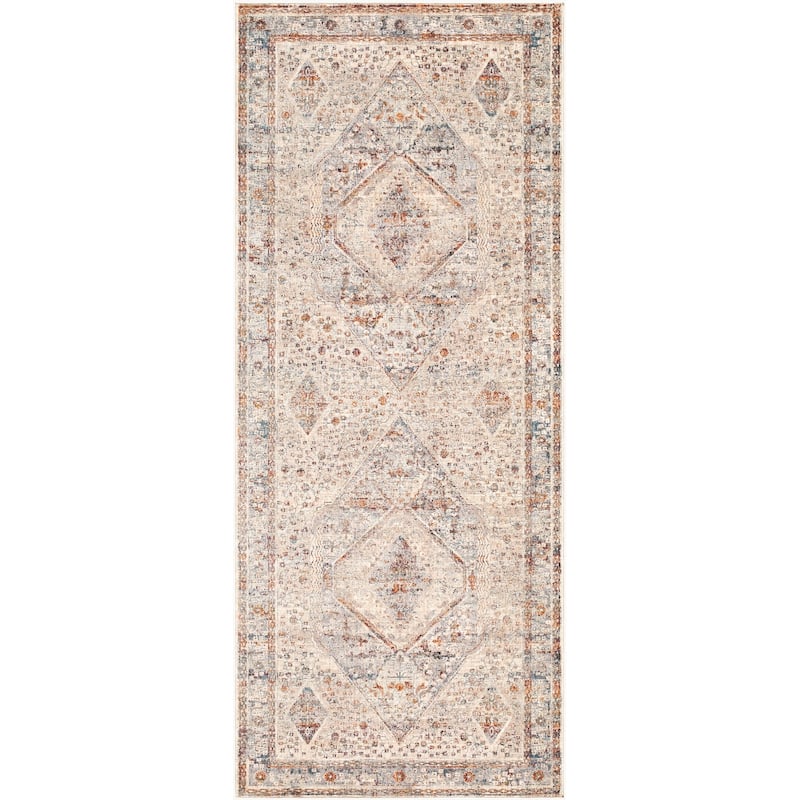 Livabliss Traditional Arya Diamond Area Rug - 3'3" x 8' - Beige