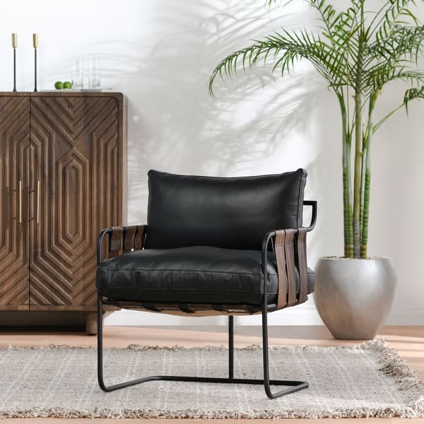 slide 2 of 19, Classic Home Morodo Leather Accent Chair Black