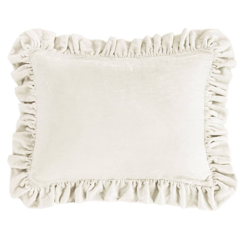 HiEnd Accents Stella Faux Silk Velvet Romantic Western Ruffled Dutch Euro Pillow, 27x39 inch