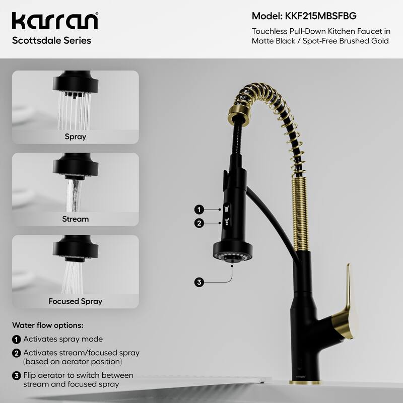 Karran Scottsdale Single-Handle Pull-Down Sprayer Touchless Kitchen Faucet
