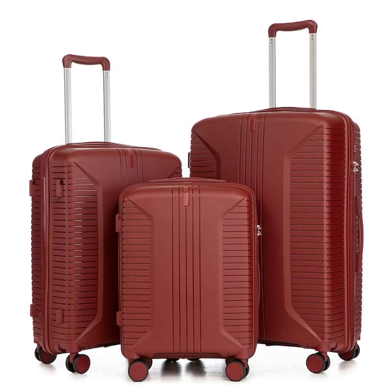 3-Piece, Modern Luggage Sets, Multi-functional Luggage with Spinner Spinner and Combination Lock, for Boarding Travel, Red