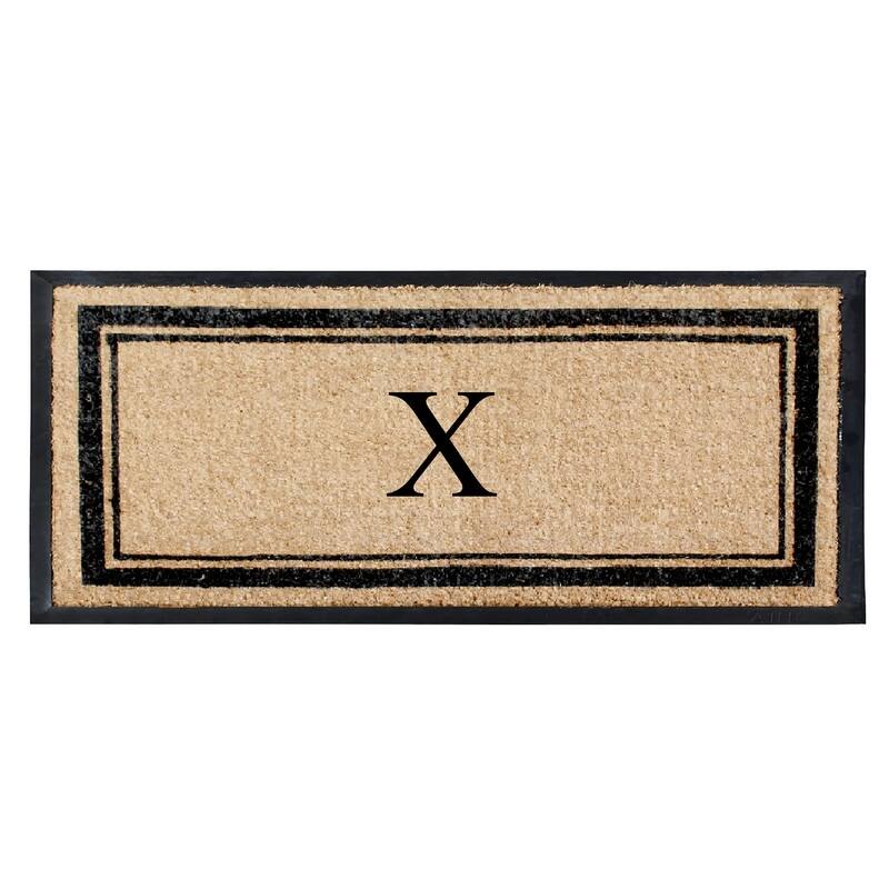A1HC Natural Coir & Rubber Non Slip Thin Profile Front Door Large Monogrammed Door Mats 30x60 Inches - 30"x60" - X