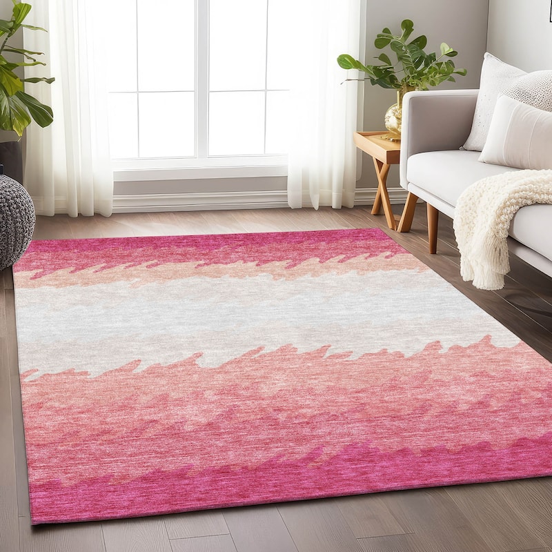 Premium Washable Super Soft Modern Ombre Mayfield Rug - Blush - 10' x 14' - Rectangle