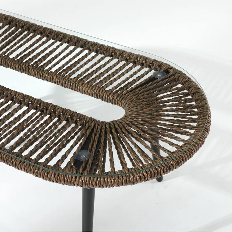 4-Person Outdoor Wicker Patio Conversation Seating Set with Coffee Table, Weather-Resistant Cushions