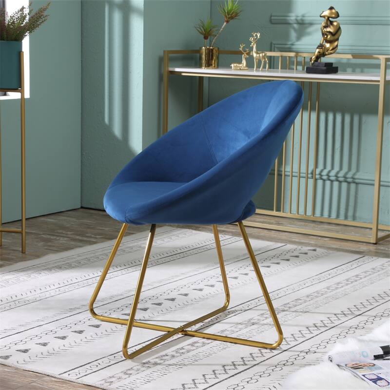 Silky Velvet Upholstered Accent Chair with Gold Tone Finished Base
