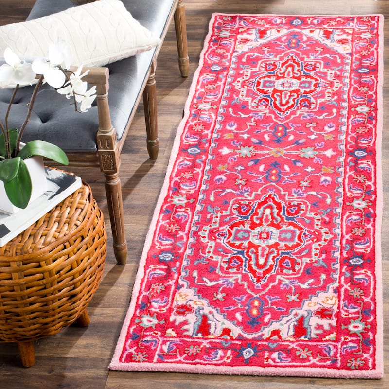 SAFAVIEH Handmade Bellagio Antine Modern Oriental Wool Rug - 2'3" x 7' Runner - Red/Pink