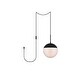 preview thumbnail 1 of 9, Elian 1-Light Plug in Pendant with Frosted White Shade - Black - 10" Diameter