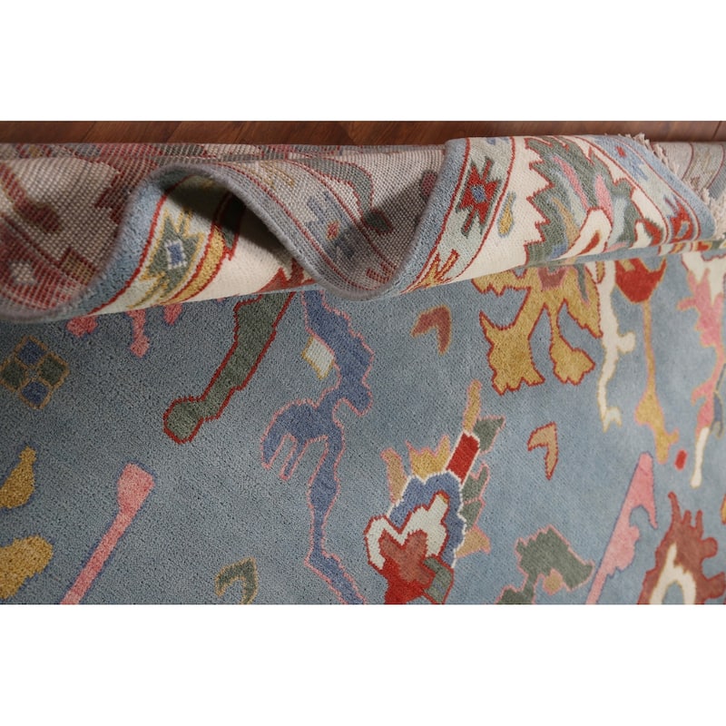 Blue Oushak Oriental Area Rug Handmade Living Room Wool Carpet - 9'0"x 12'0"