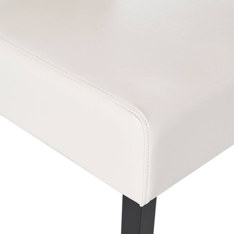 Faux Leather Dining Chair Set of 2, Modern High-Back Kitchen Chair with Wooden Legs, Armless Side Chair