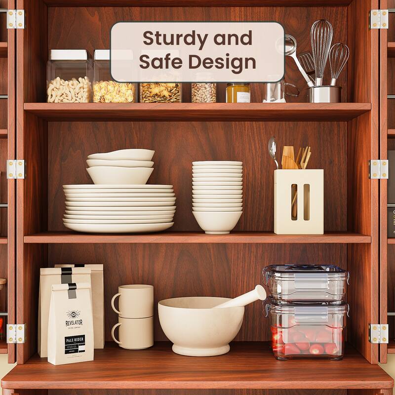 GDF Studio - Avalon Modern Fluted Tall Kitchen Pantry Cabinet with Six Shelves