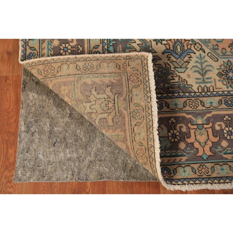 Handmade Tabriz Persian Vintage Area Orange Wool Carpet - 6'7" x 9'9"