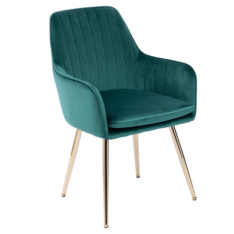 Velvet Dining Chair Set of 2 - Modern Mid-Back Accent Chairs with Gold Plated Legs - Upholstered for Living Room (Set of 2)