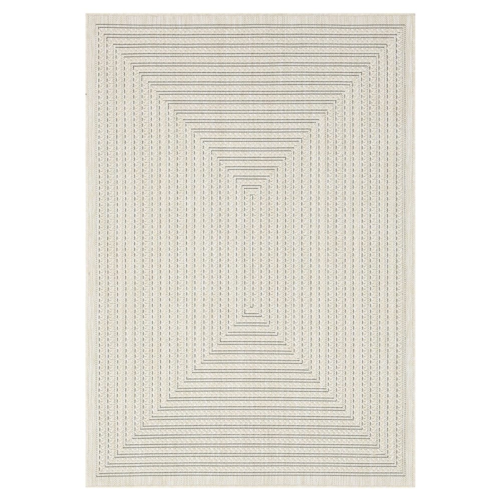 Indoor/Outdoor Area Rug/ Runner/ Doormat- Natural & Black & Red & Ivory Color -Machine Washable, Weather and UV Resistant-Viola