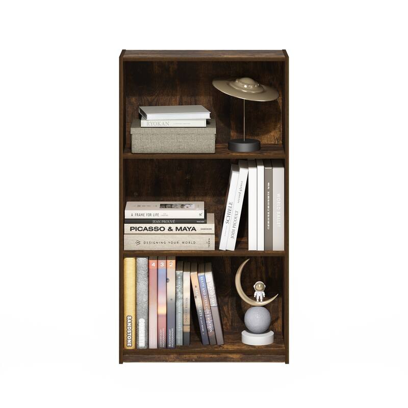 39.5 in. Tall Pine Wood 3-Shelf Bookcase