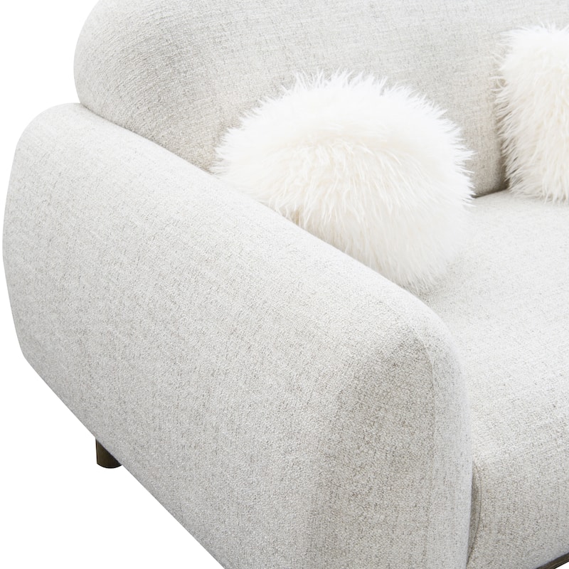 Furniture of America Velin Mid Century Modern OEKO TEX Chenille Sofa with Ball Pillows