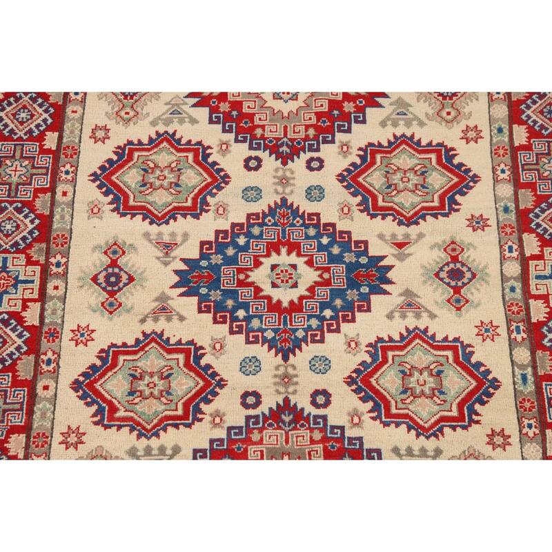 Geometric Kazak Oriental Area Rug Living Room Handmade Wool Carpet - 4'11" x 7'0"