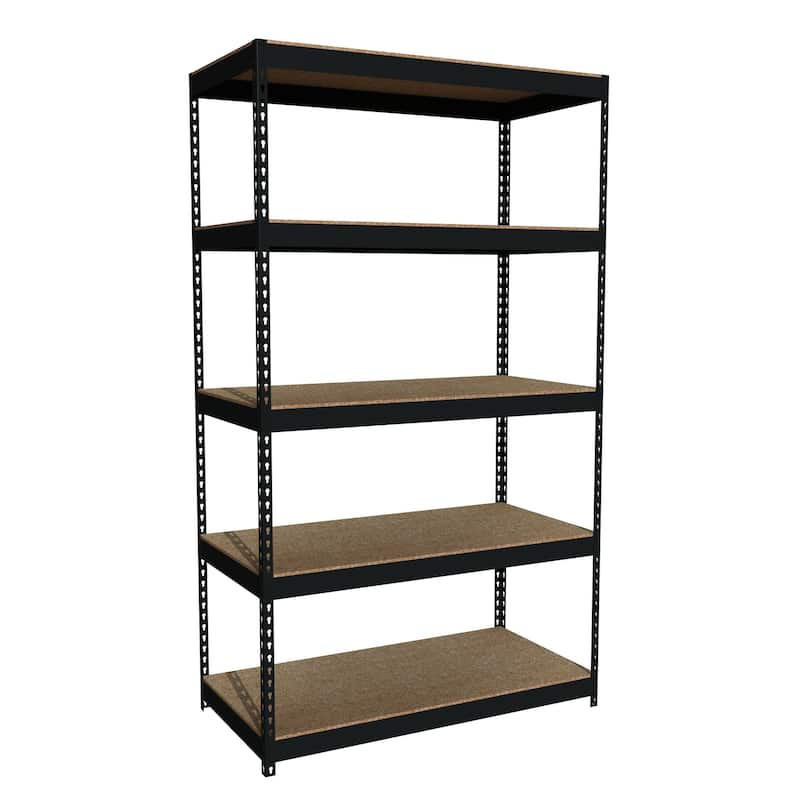 Iron Horse 3800 Riveted Steel Shelving, 5-Shelf, 24Dx48Wx84H, Black - 84"H X 48"W X 24"D