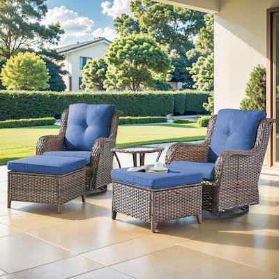 Pocassy 5 Pieces Outdoor Swivel Chairs Table with Ottoman