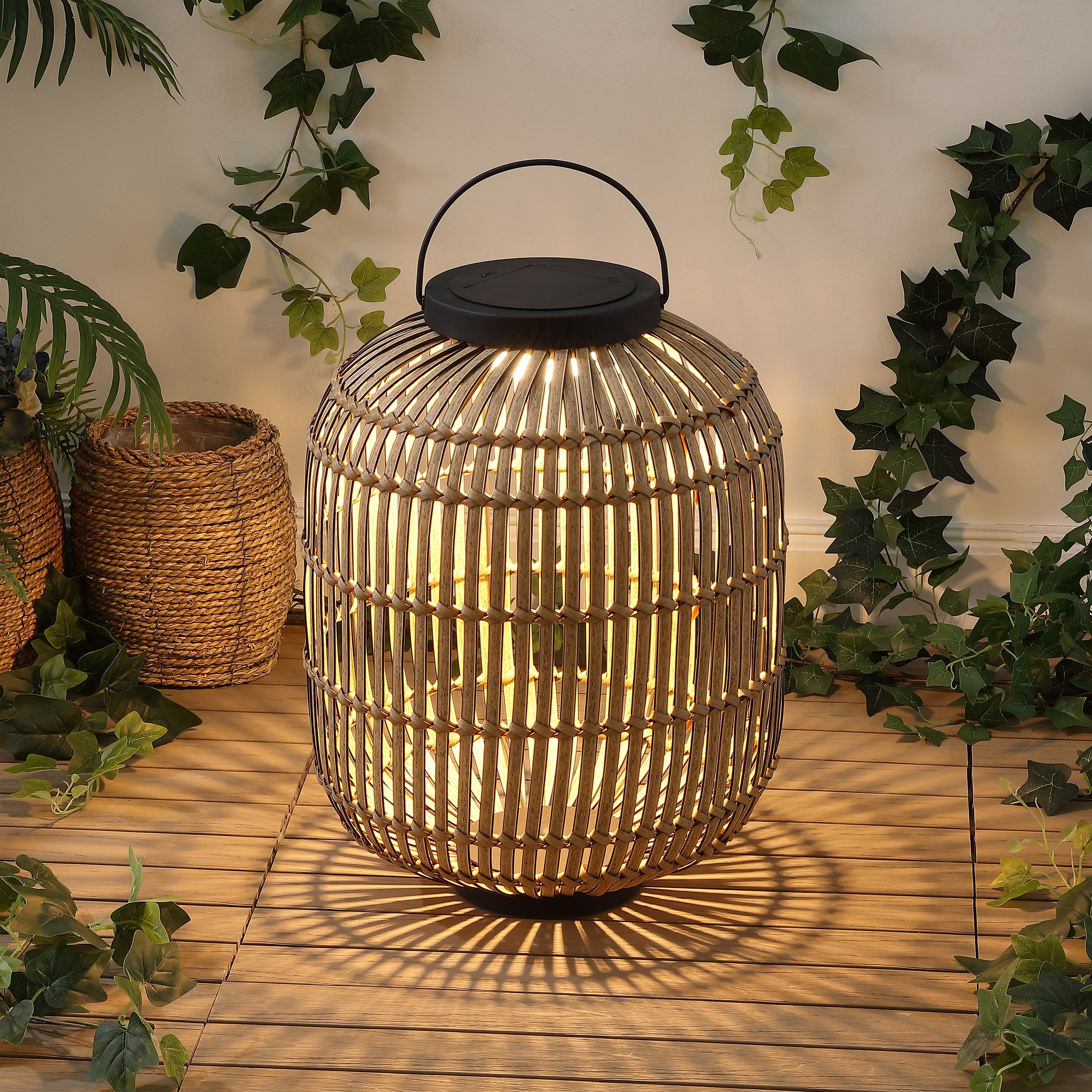 JONATHAN Y Nara Faux Indoor/Outdoor LED Solar Powered Lantern