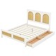 preview thumbnail 14 of 22, Nestfair Wood Storage Platform Bed with 2 Drawers, Rattan Headboard and Footboard