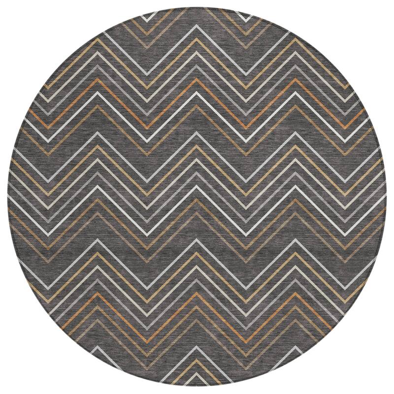Machine Washable Indoor/ Outdoor Modern Chevron Chantille Rug