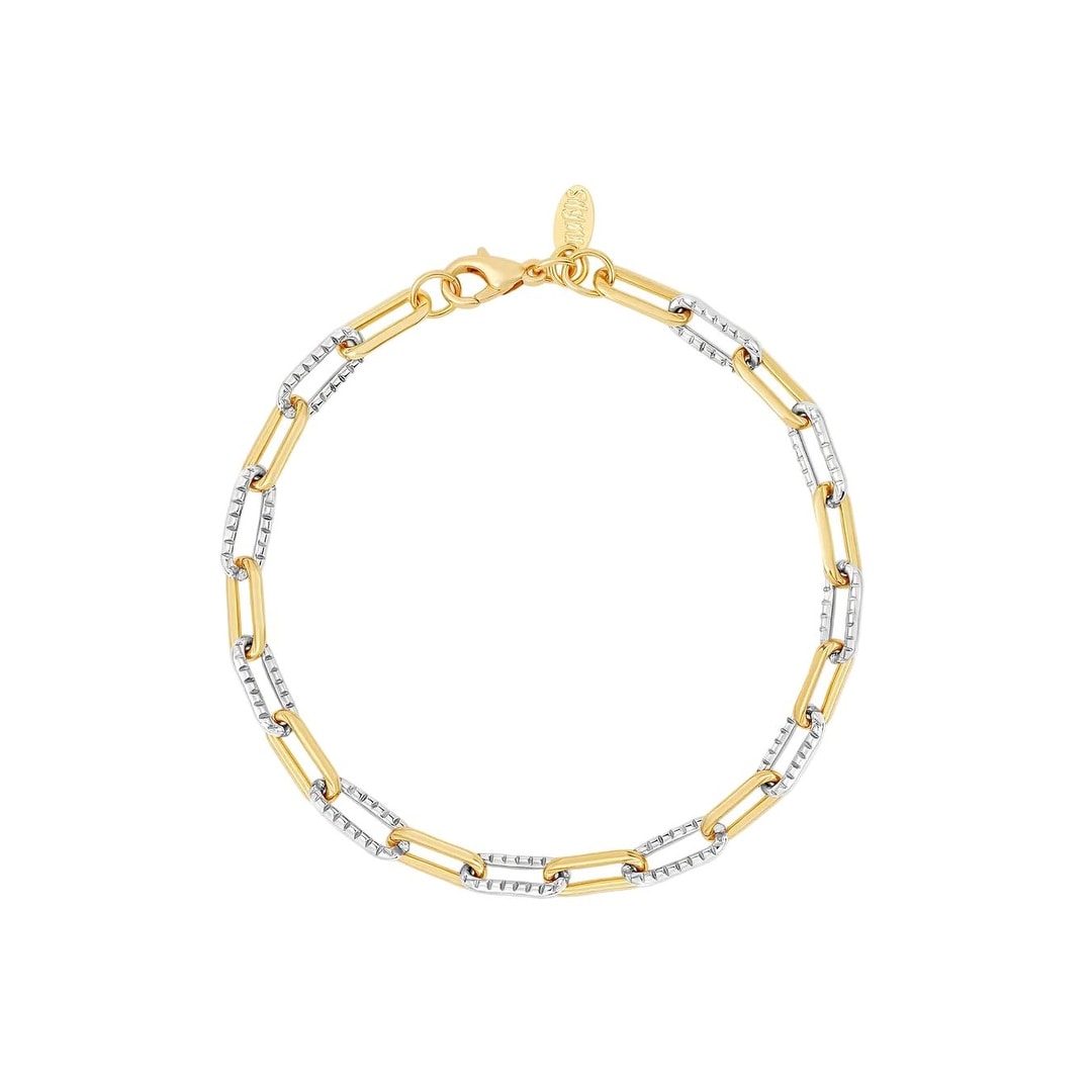 SHYMI 5mm Two Tone Textured Paper Clip Bracelet